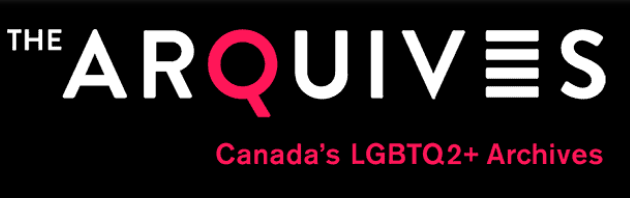 icon with red text on black saying The Arquives: Canada's LGBTQ2+ Archives