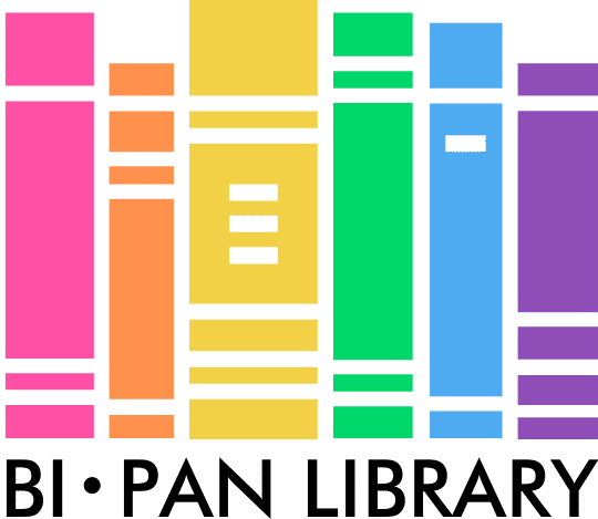 [icon: rainbow-colored book icons over the words the bi pan 
        library]